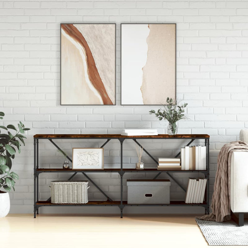 Wandtafel 160x30x75 cm bewerkt hout en ijzer gerookt eikenkleur MeubelReus