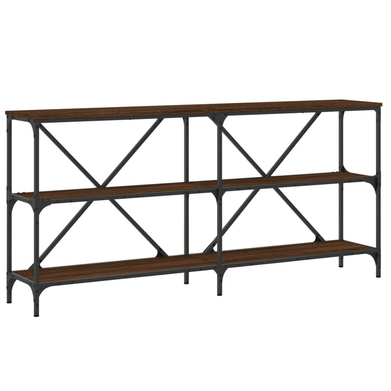Wandtafel 160x30x75 cm bewerkt hout en ijzer bruin eikenkleur MeubelReus