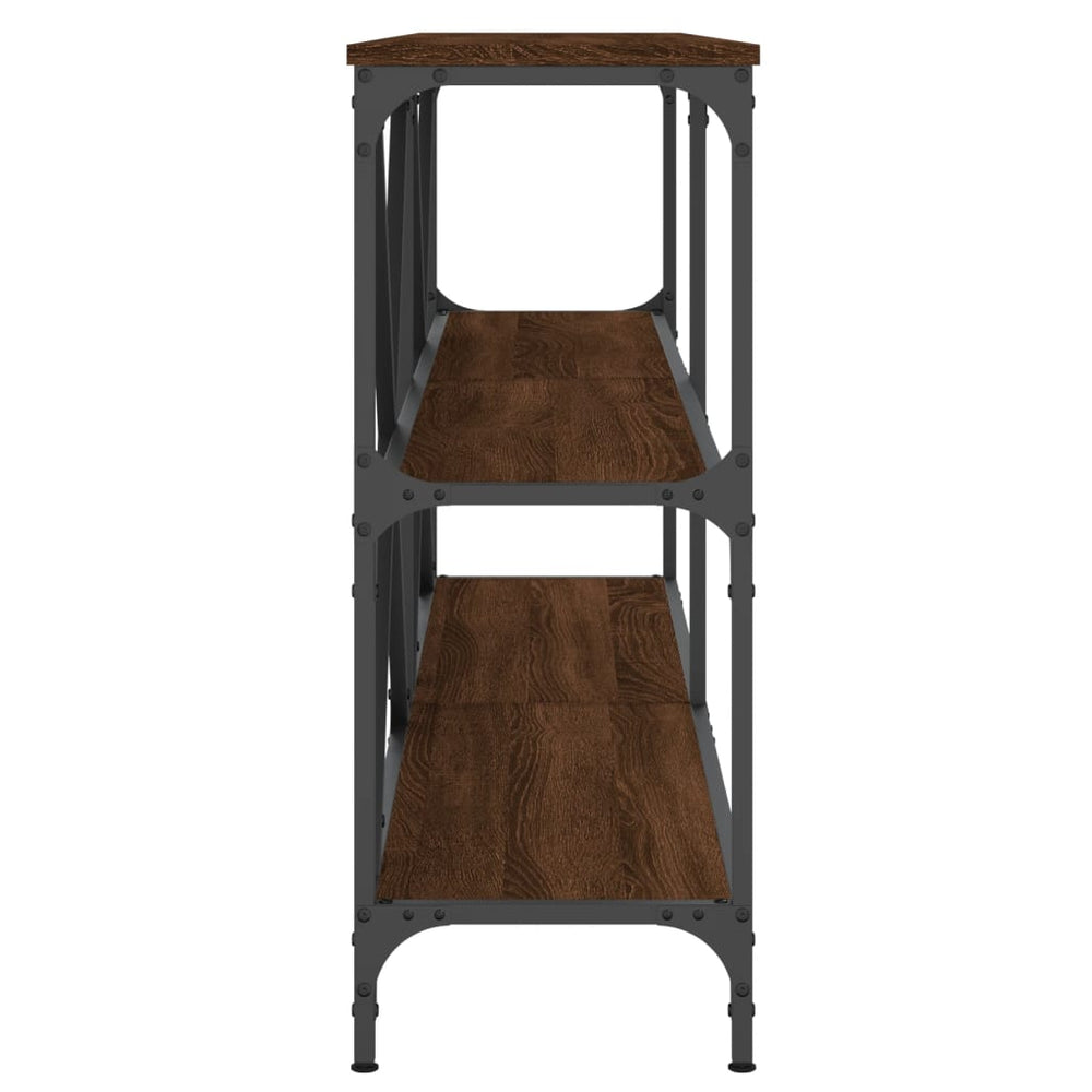 Wandtafel 160x30x75 cm bewerkt hout en ijzer bruin eikenkleur MeubelReus