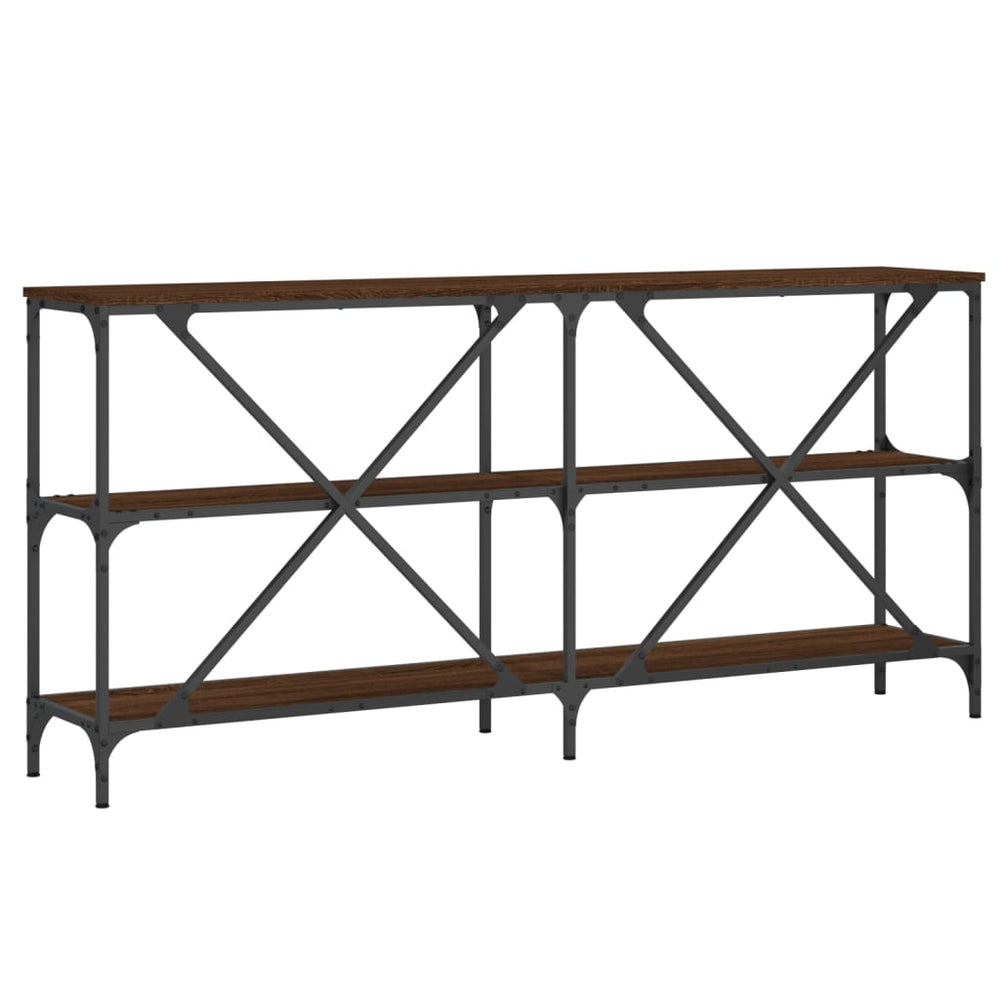 Wandtafel 160x30x75 cm bewerkt hout en ijzer bruin eikenkleur MeubelReus