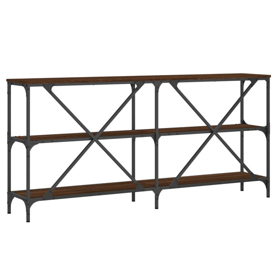 Wandtafel 160x30x75 cm bewerkt hout en ijzer bruin eikenkleur MeubelReus