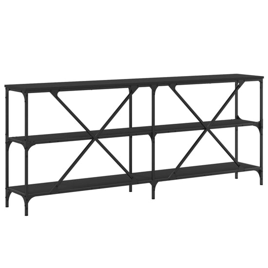 Wandtafel 180x30x75 cm bewerkt hout en ijzer zwart MeubelReus