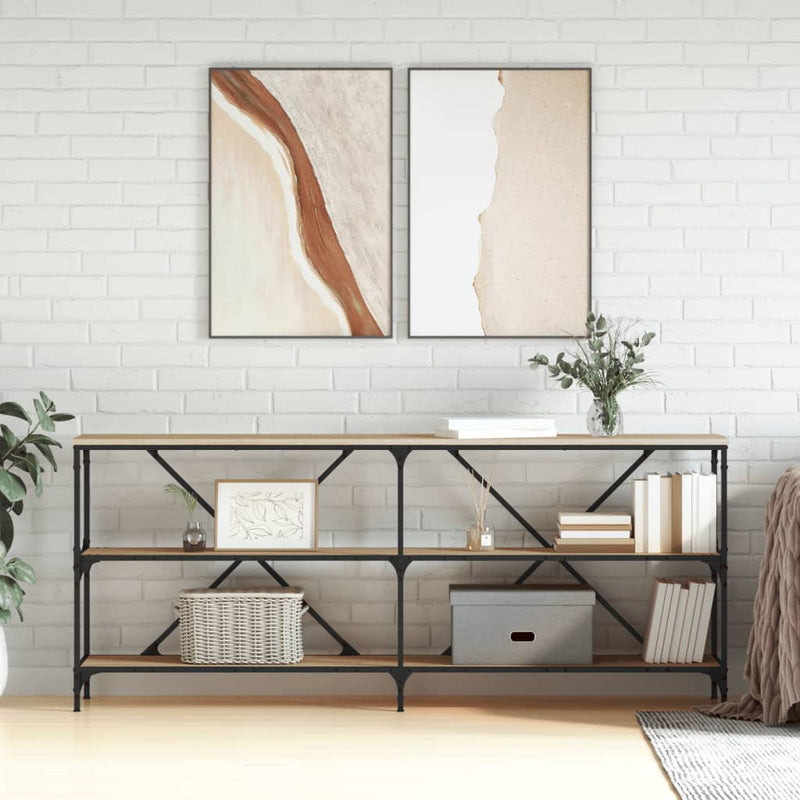 Wandtafel 180x30x75 cm bewerkt hout en ijzer sonoma eikenkleur MeubelReus