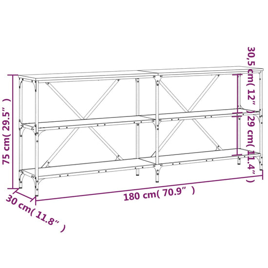 Wandtafel 180x30x75 cm bewerkt hout en ijzer gerookt eikenkleur MeubelReus