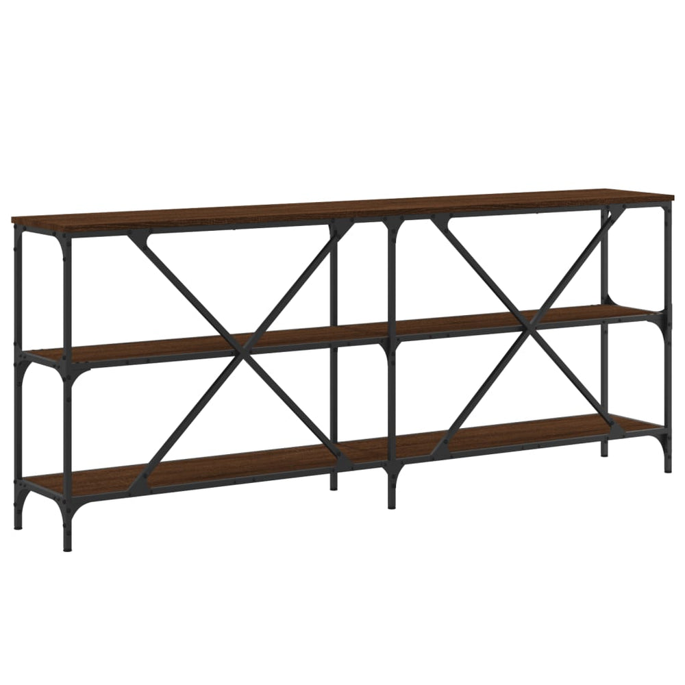 Wandtafel 180x30x75 cm bewerkt hout en ijzer bruin eikenkleur MeubelReus