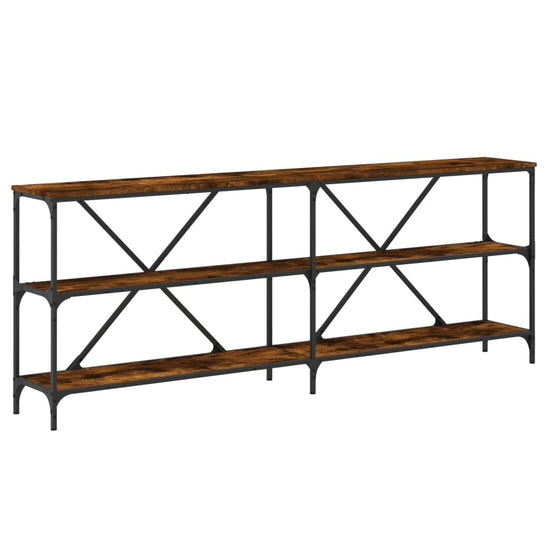 Wandtafel 200x30x75 cm bewerkt hout en ijzer gerookt eikenkleur MeubelReus