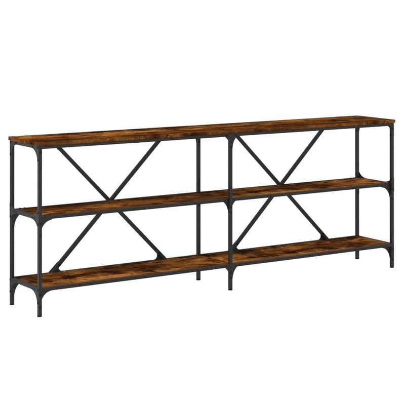 Wandtafel 200x30x75 cm bewerkt hout en ijzer gerookt eikenkleur MeubelReus
