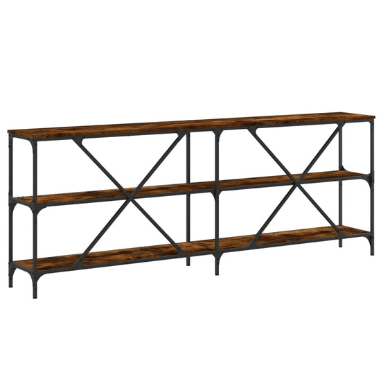 Wandtafel 200x30x75 cm bewerkt hout en ijzer gerookt eikenkleur MeubelReus