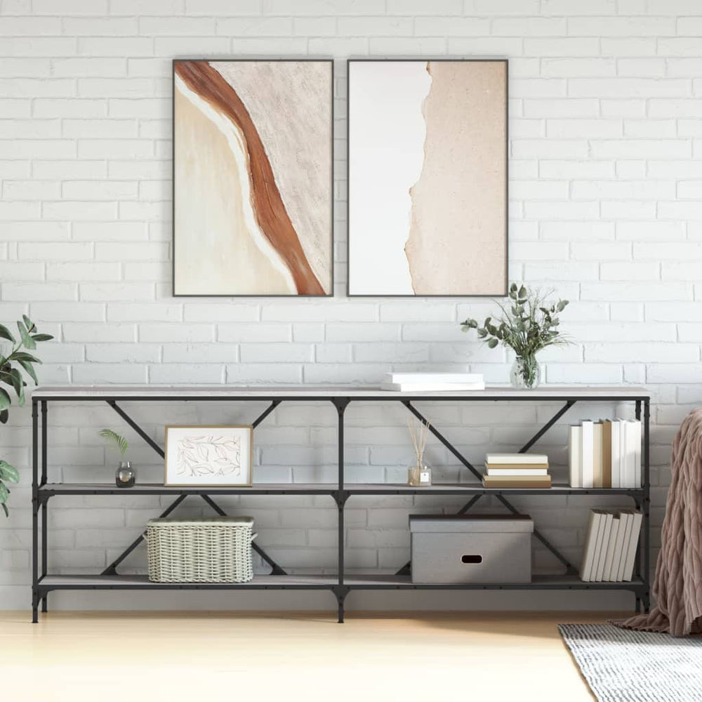Wandtafel 200x30x75 cm bewerkt hout en ijzer grijs sonoma eiken MeubelReus
