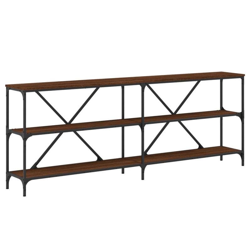 Wandtafel 200x30x75 cm bewerkt hout en ijzer bruin eikenkleur MeubelReus