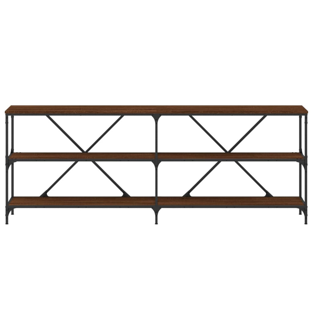 Wandtafel 200x30x75 cm bewerkt hout en ijzer bruin eikenkleur MeubelReus