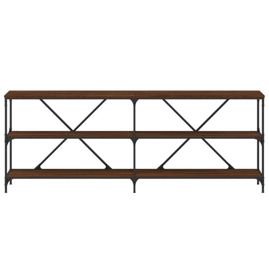 Wandtafel 200x30x75 cm bewerkt hout en ijzer bruin eikenkleur MeubelReus