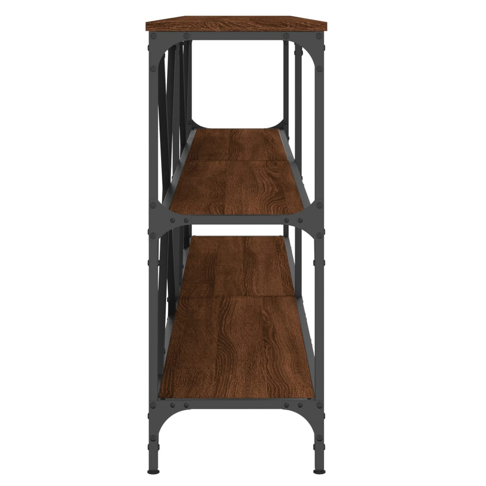 Wandtafel 200x30x75 cm bewerkt hout en ijzer bruin eikenkleur MeubelReus