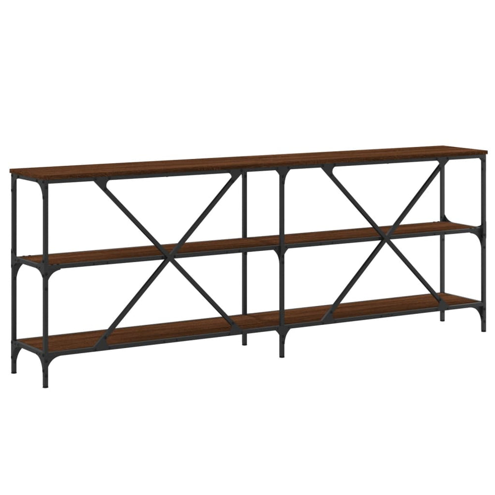 Wandtafel 200x30x75 cm bewerkt hout en ijzer bruin eikenkleur MeubelReus