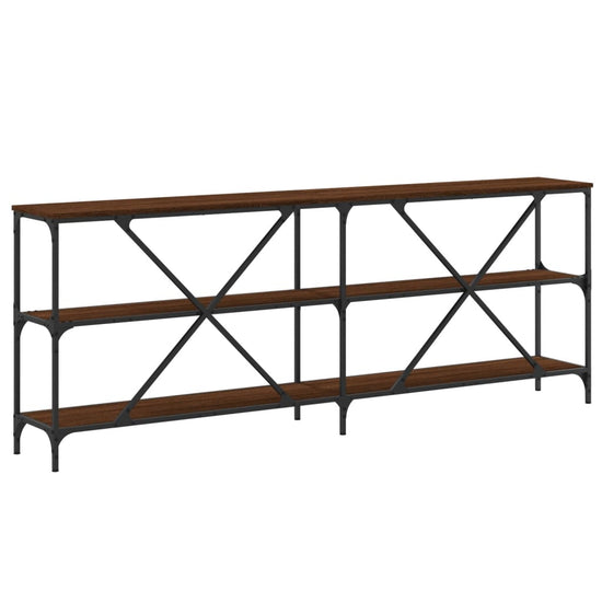 Wandtafel 200x30x75 cm bewerkt hout en ijzer bruin eikenkleur MeubelReus