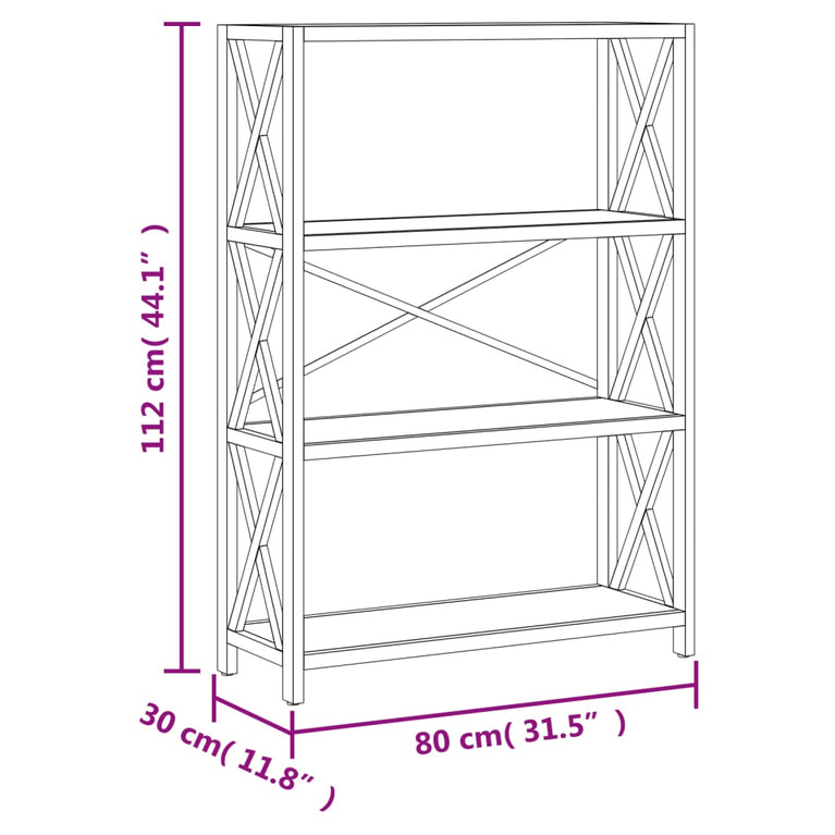 Schap 4-laags 80x30x112 cm massief eikenhout MeubelReus