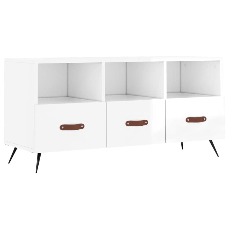 Tv-meubel 102x36x50 cm bewerkt hout hoogglans wit MeubelReus
