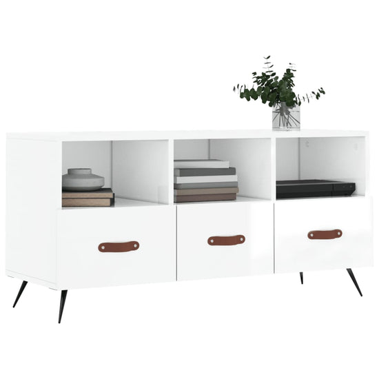 Tv-meubel 102x36x50 cm bewerkt hout hoogglans wit MeubelReus