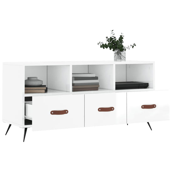 Tv-meubel 102x36x50 cm bewerkt hout hoogglans wit MeubelReus