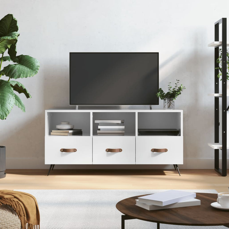 Tv-meubel 102x36x50 cm bewerkt hout hoogglans wit MeubelReus