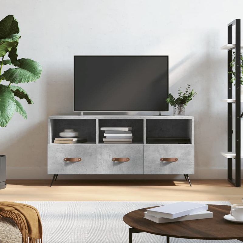 Tv-meubel 102x36x50 cm bewerkt hout betongrijs MeubelReus