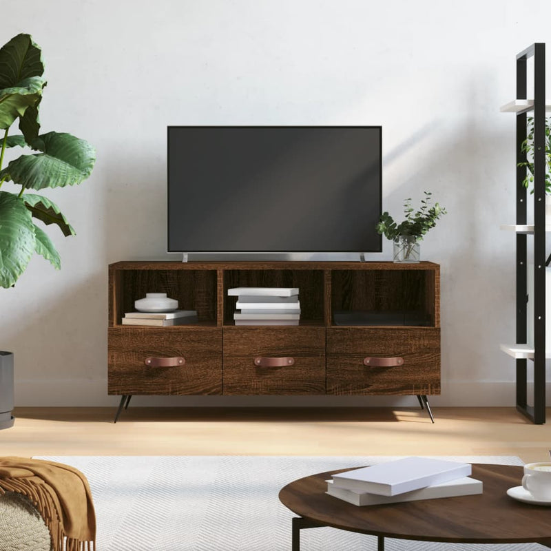 Tv-meubel 102x36x50 cm bewerkt hout bruin eikenkleur MeubelReus