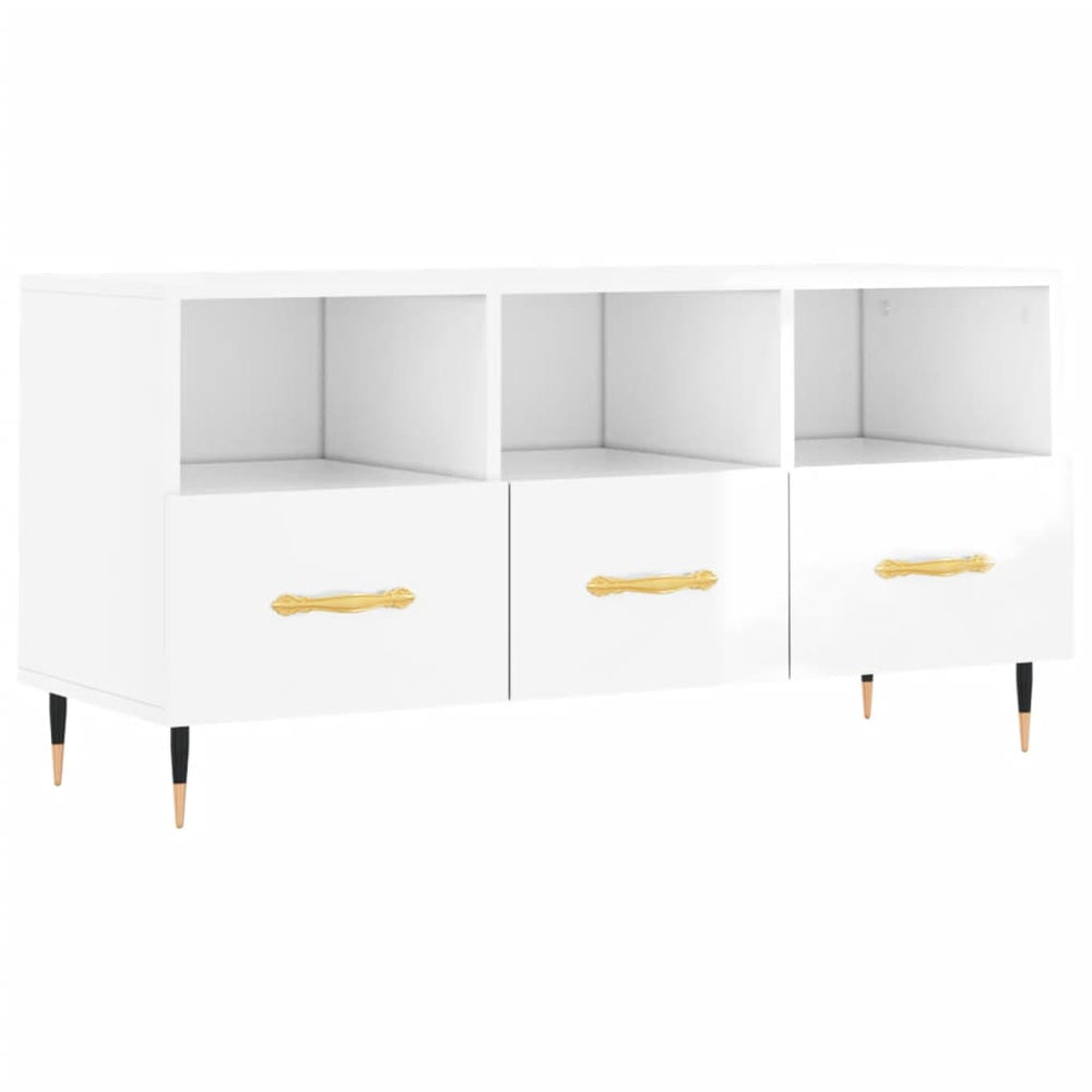 Tv-meubel 102x36x50 cm bewerkt hout hoogglans wit MeubelReus