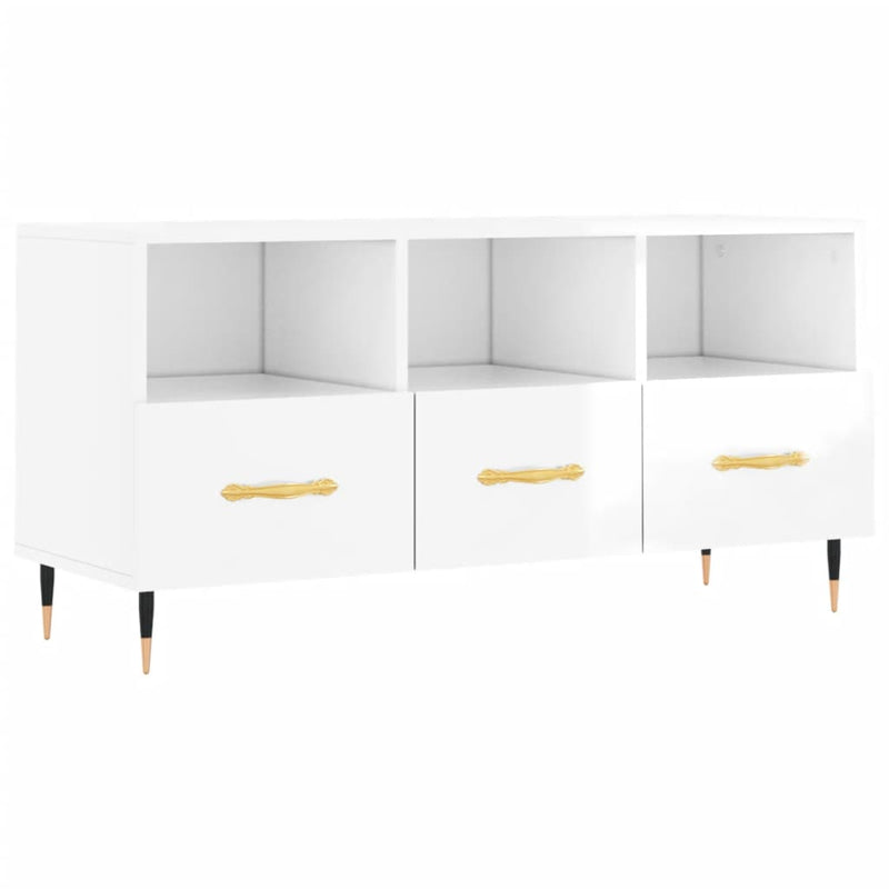 Tv-meubel 102x36x50 cm bewerkt hout hoogglans wit MeubelReus