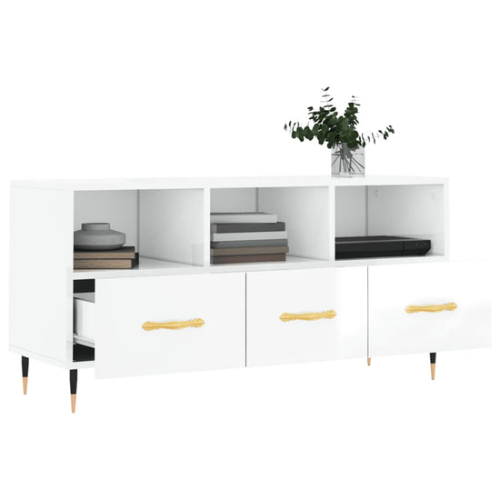 Tv-meubel 102x36x50 cm bewerkt hout hoogglans wit MeubelReus