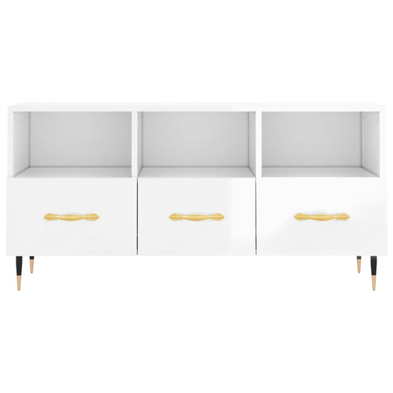 Tv-meubel 102x36x50 cm bewerkt hout hoogglans wit MeubelReus