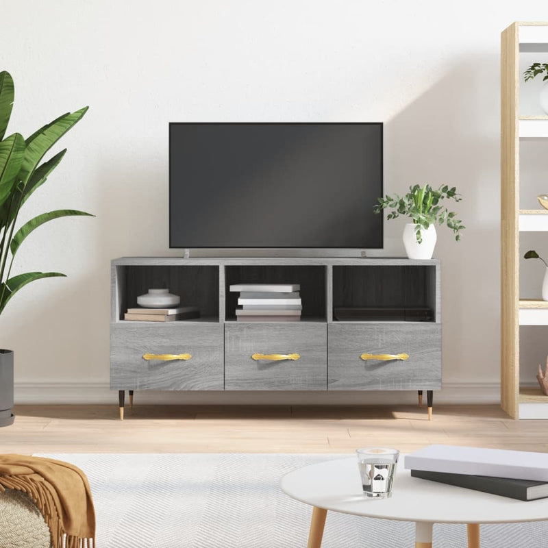Tv-meubel 102x36x50 cm bewerkt hout grijs sonoma eikenkleurig MeubelReus