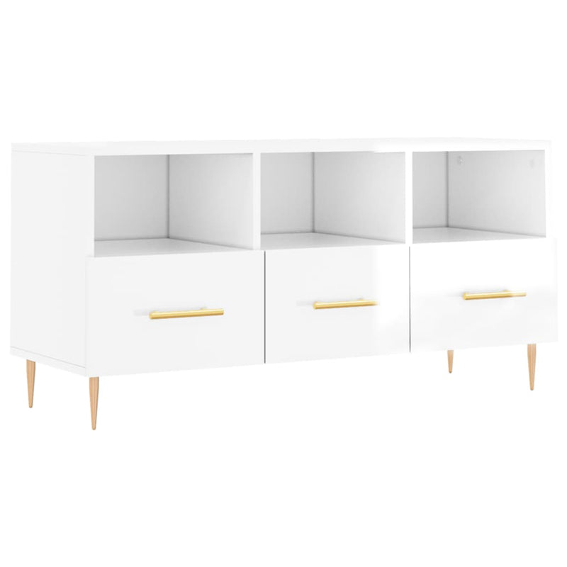 Tv-meubel 102x36x50 cm bewerkt hout hoogglans wit MeubelReus