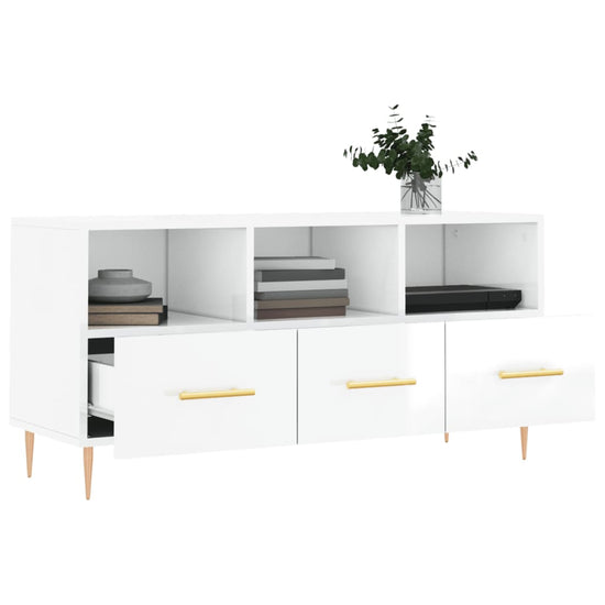 Tv-meubel 102x36x50 cm bewerkt hout hoogglans wit MeubelReus