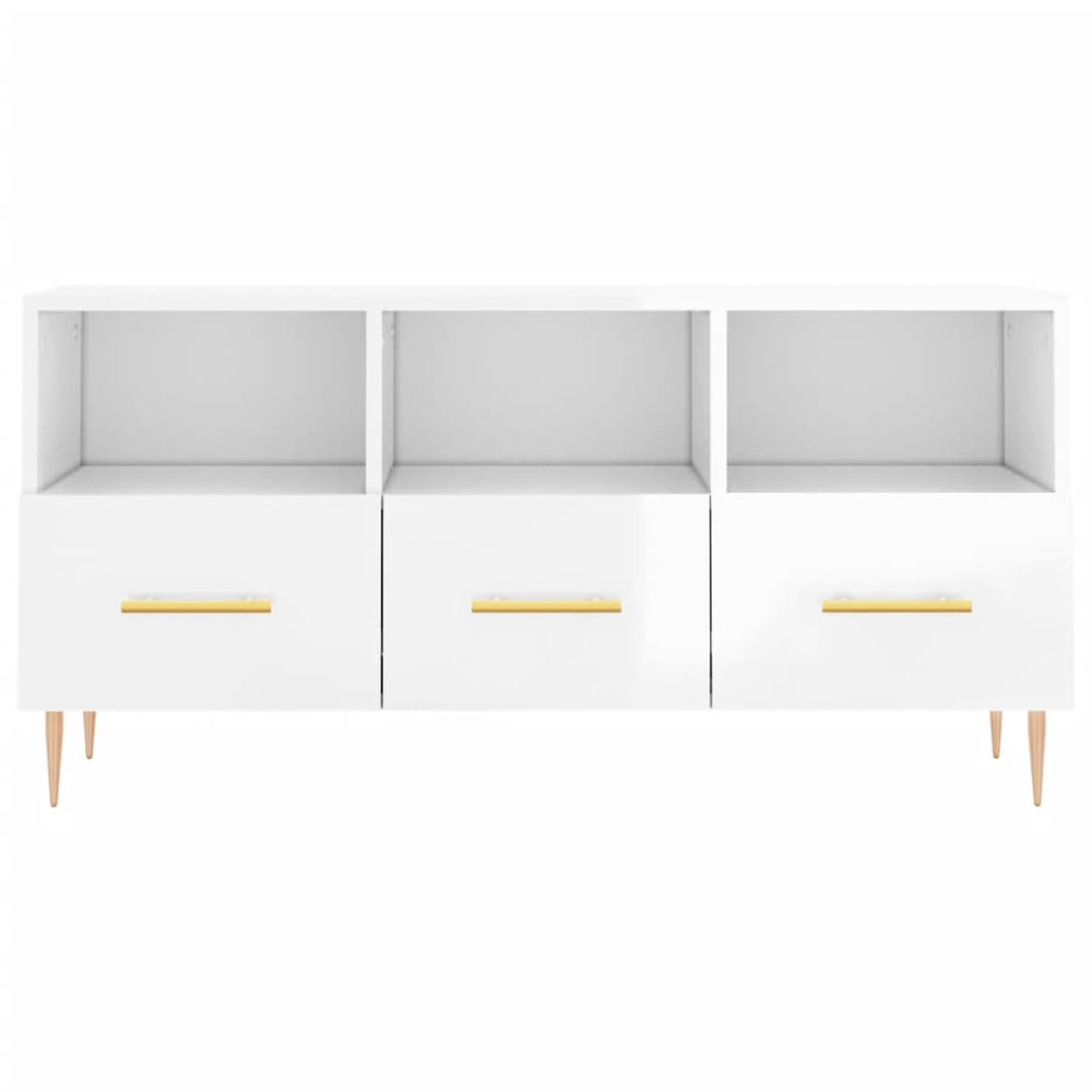Tv-meubel 102x36x50 cm bewerkt hout hoogglans wit MeubelReus