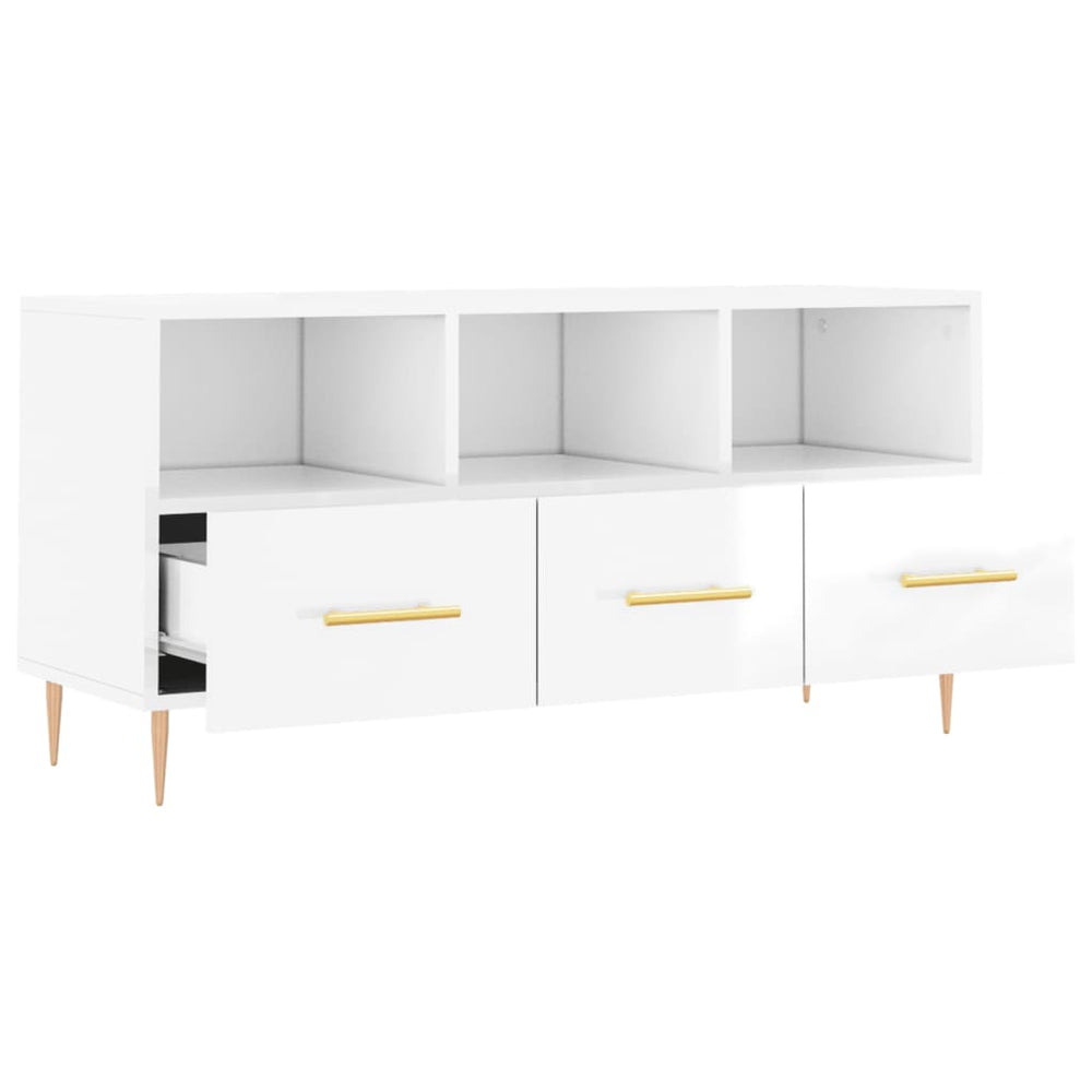 Tv-meubel 102x36x50 cm bewerkt hout hoogglans wit MeubelReus