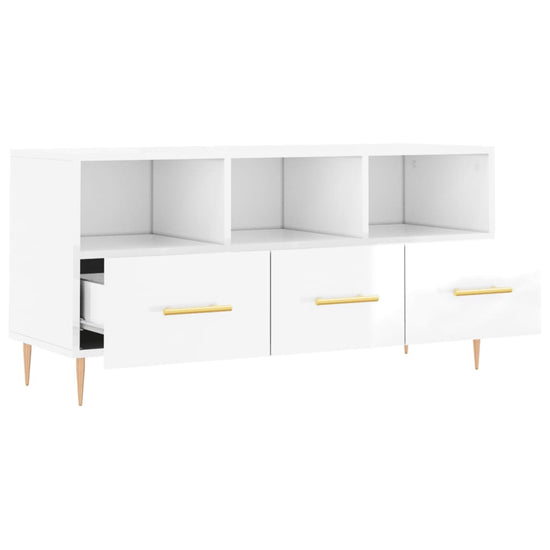 Tv-meubel 102x36x50 cm bewerkt hout hoogglans wit MeubelReus
