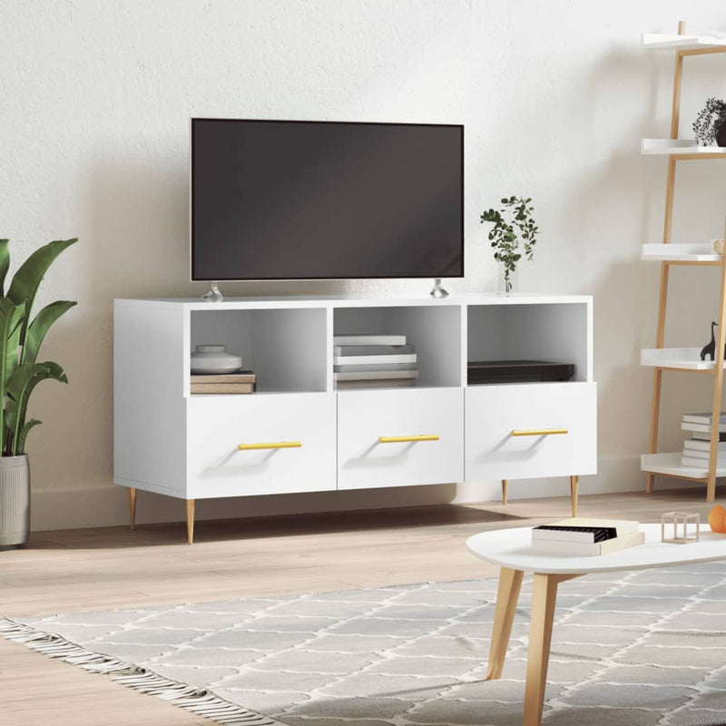 Tv-meubel 102x36x50 cm bewerkt hout hoogglans wit MeubelReus