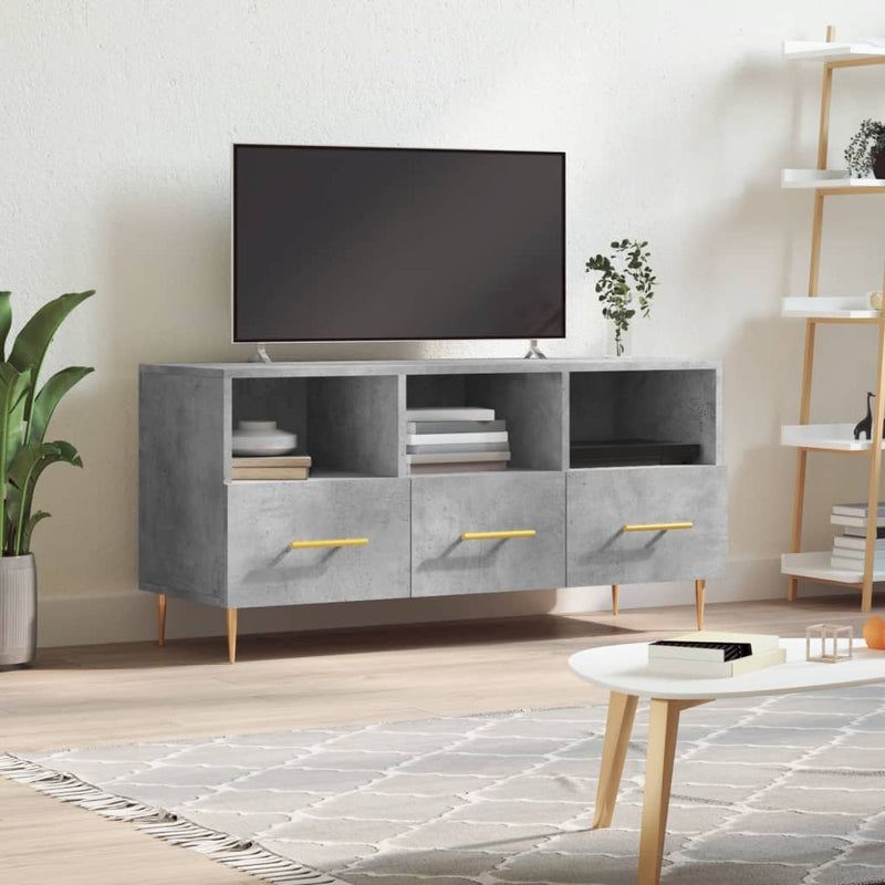 Tv-meubel 102x36x50 cm bewerkt hout betongrijs MeubelReus