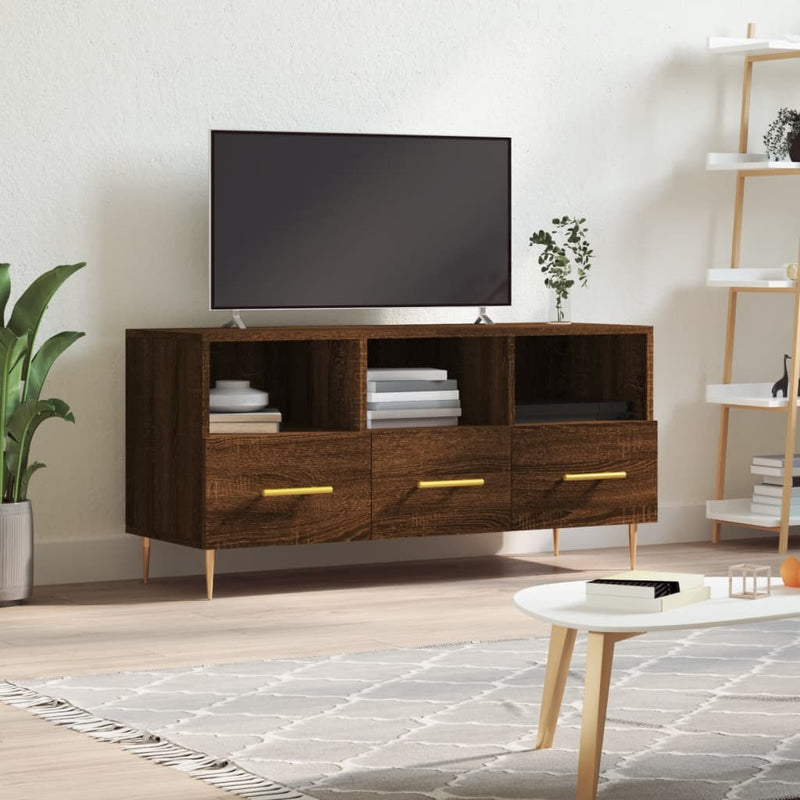 Tv-meubel 102x36x50 cm bewerkt hout bruin eikenkleur MeubelReus