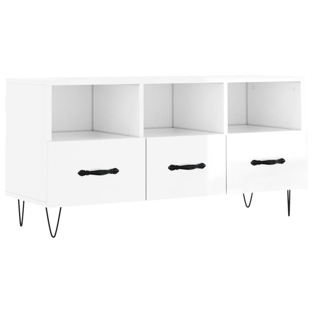 Tv-meubel 102x36x50 cm bewerkt hout hoogglans wit MeubelReus