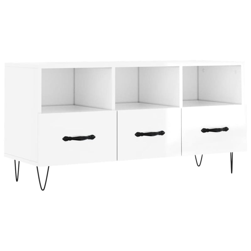 Tv-meubel 102x36x50 cm bewerkt hout hoogglans wit MeubelReus