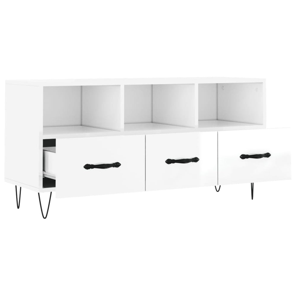 Tv-meubel 102x36x50 cm bewerkt hout hoogglans wit MeubelReus