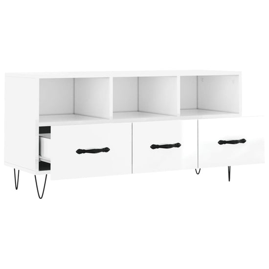 Tv-meubel 102x36x50 cm bewerkt hout hoogglans wit MeubelReus