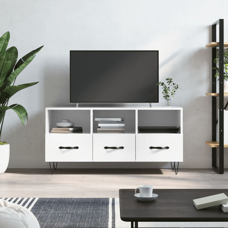 Tv-meubel 102x36x50 cm bewerkt hout hoogglans wit MeubelReus