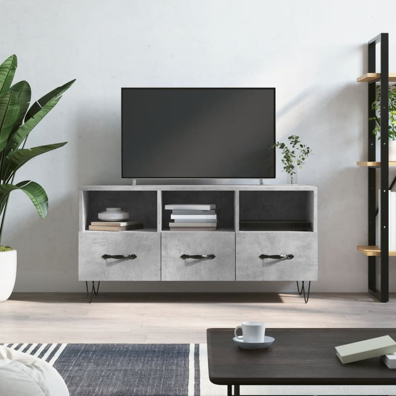 Tv-meubel 102x36x50 cm bewerkt hout betongrijs MeubelReus