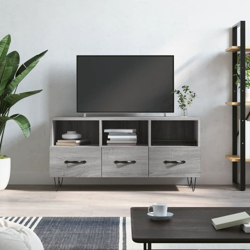 Tv-meubel 102x36x50 cm bewerkt hout grijs sonoma eikenkleurig MeubelReus