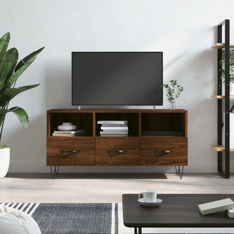 Tv-meubel 102x36x50 cm bewerkt hout bruin eikenkleur MeubelReus