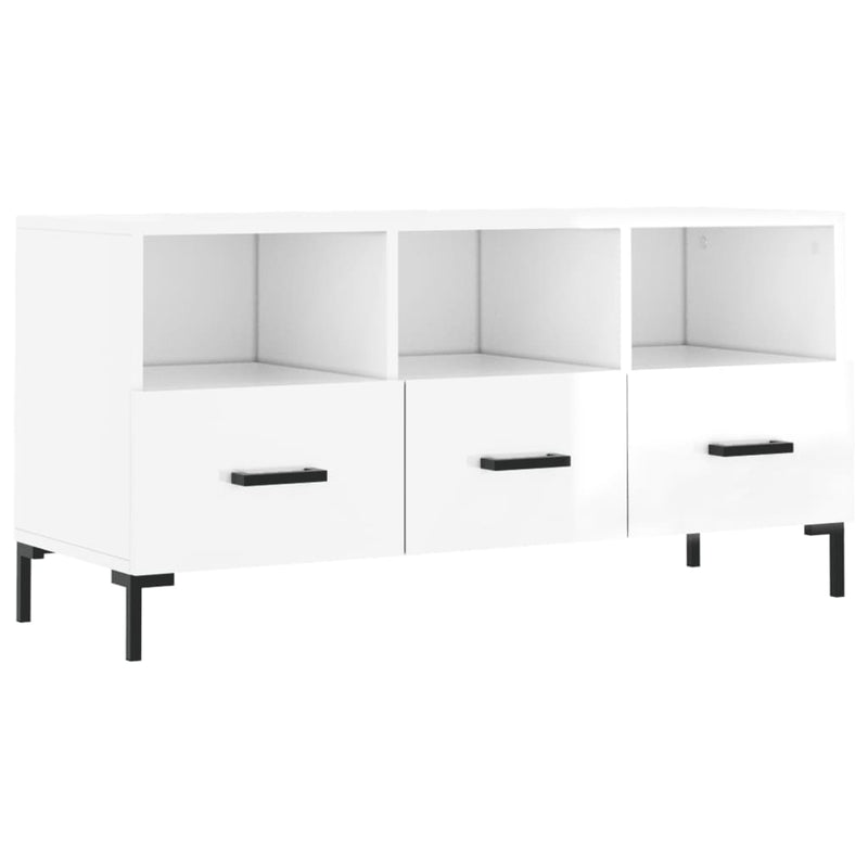 Tv-meubel 102x36x50 cm bewerkt hout hoogglans wit MeubelReus