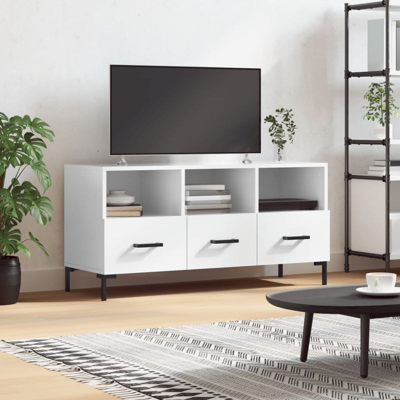 Tv-meubel 102x36x50 cm bewerkt hout hoogglans wit MeubelReus