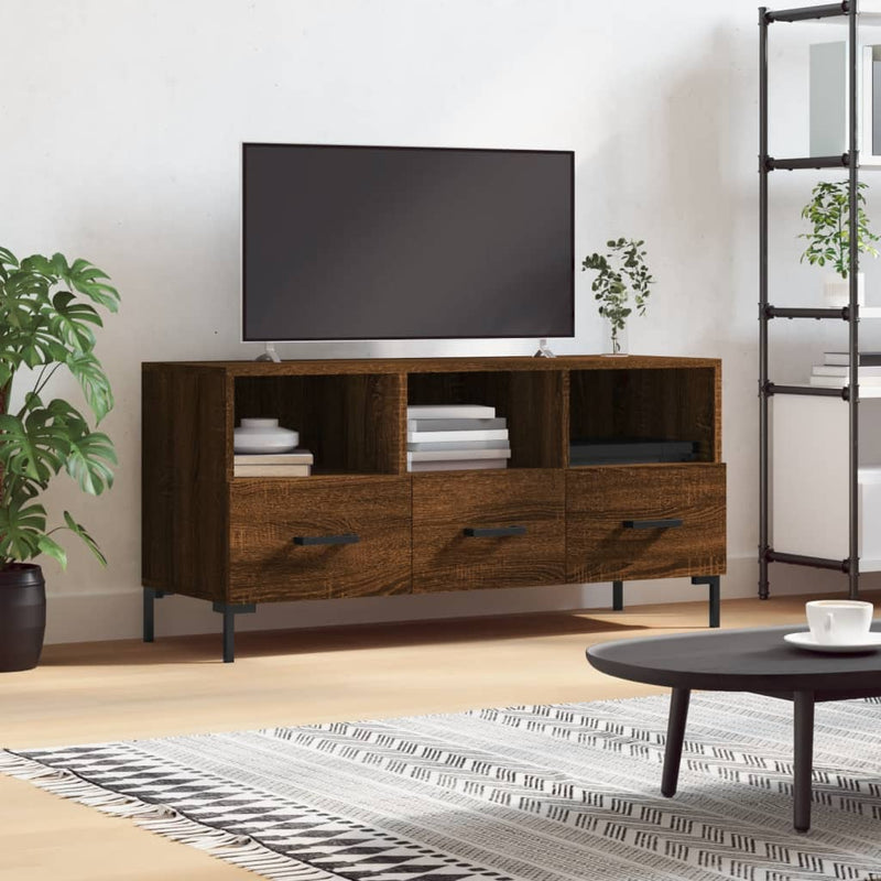 Tv-meubel 102x36x50 cm bewerkt hout bruin eikenkleur MeubelReus